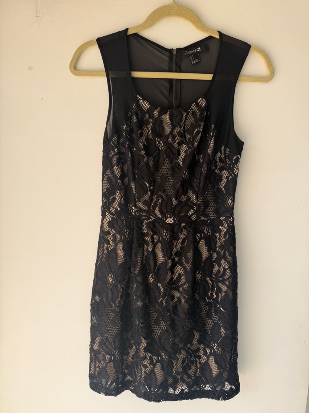 Forever 21 Black Lace Mini Dress with Nude Underlay